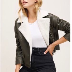 Dynamite faux leather moto jacket - black